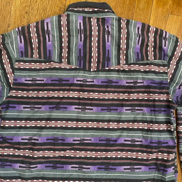 MILLER STOCKMAN Vtg 90s Purple Aztec Southwest Aztec Lind Sleeve Shirt Men's M - Picture 4 of 14